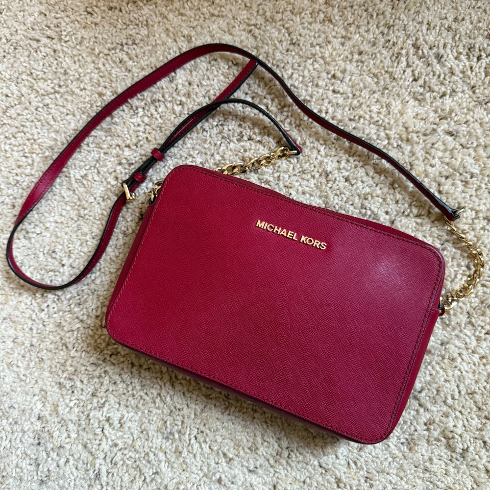 Michael Kors Red Leather Small Crossbody Bag - Picture 10 of 11